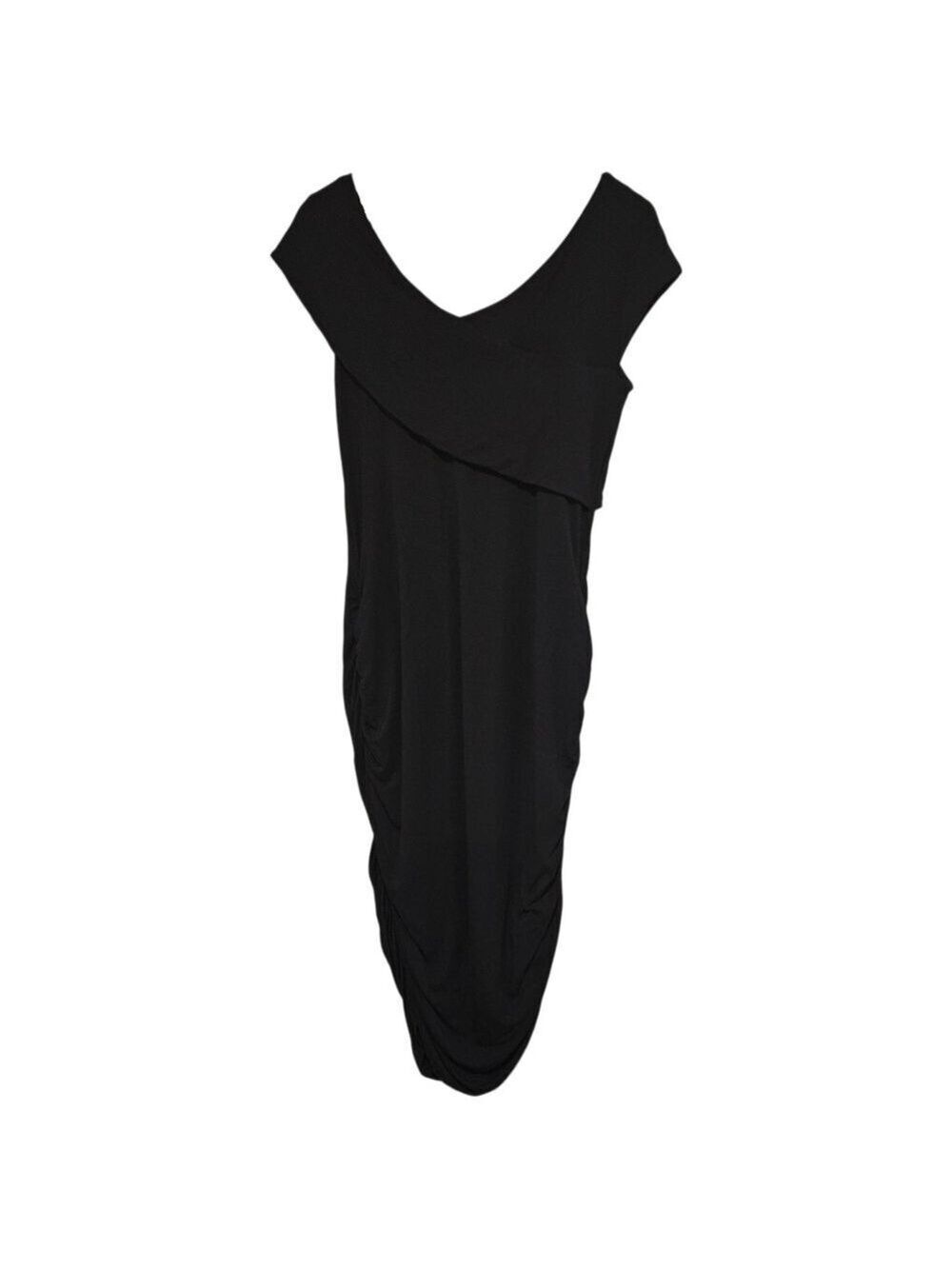 Stork & Babe Black Maternity Dress Large | Ruched Bodycon Baby Shower